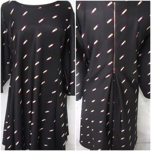 Lipstick Trapeze Dress with Rose Gold Zipper